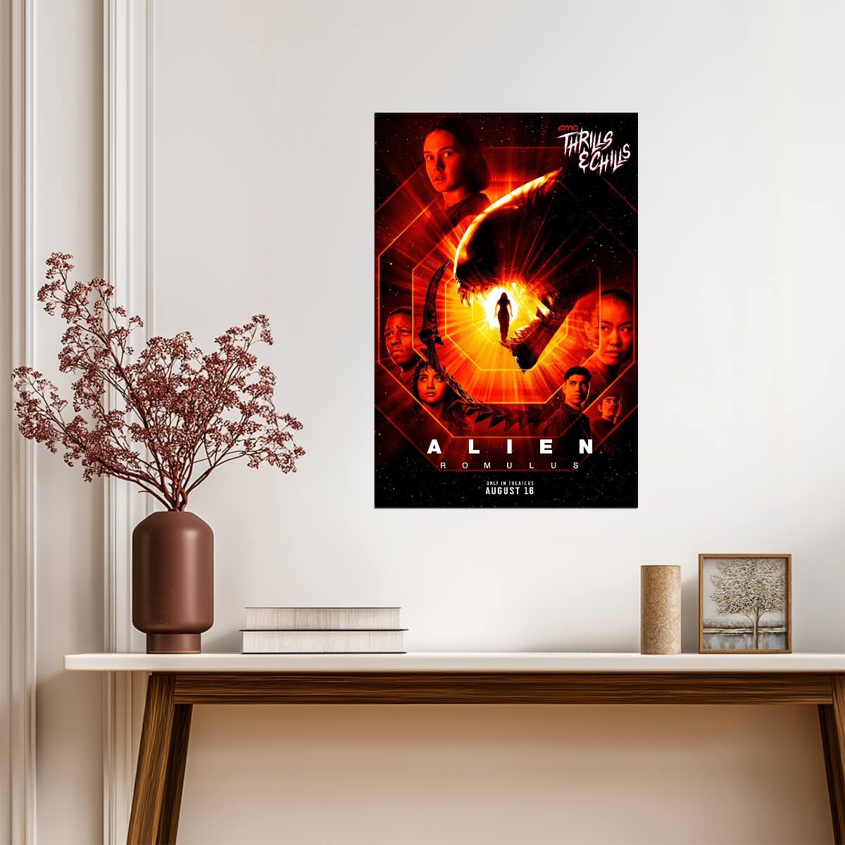Alien Romulus Horror Movie Poster | Red Cast Collage - Movies & TV Poster