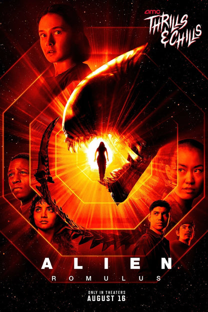 Alien Romulus Horror Movie Poster | Red Cast Collage - Movies & TV Poster