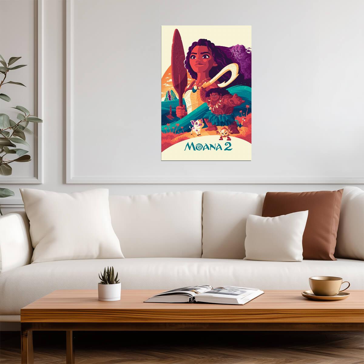 Moana 2 Movie Poster | Illustrated Island Adventure - Movies & TV Poster