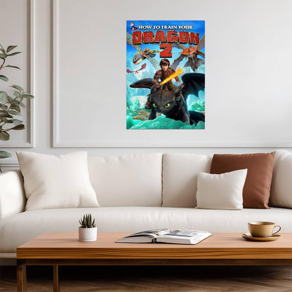 How to Train Your Dragon 2 Movie Poster | Hiccup and Toothless over the Ice - Movies & TV Poster