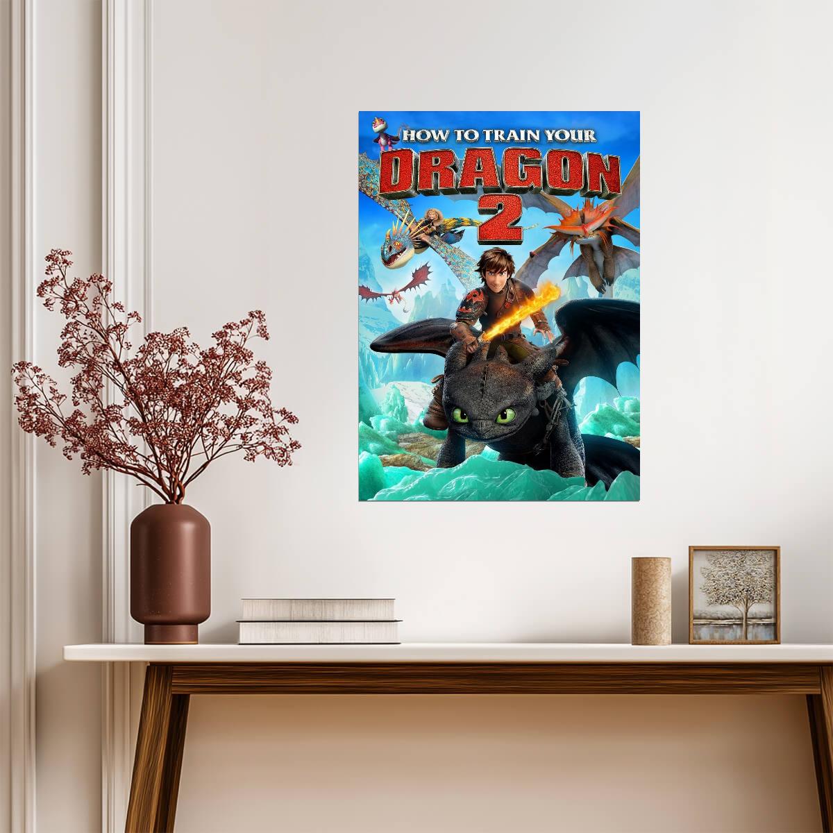 How to Train Your Dragon 2 Movie Poster | Hiccup and Toothless over the Ice - Movies & TV Poster