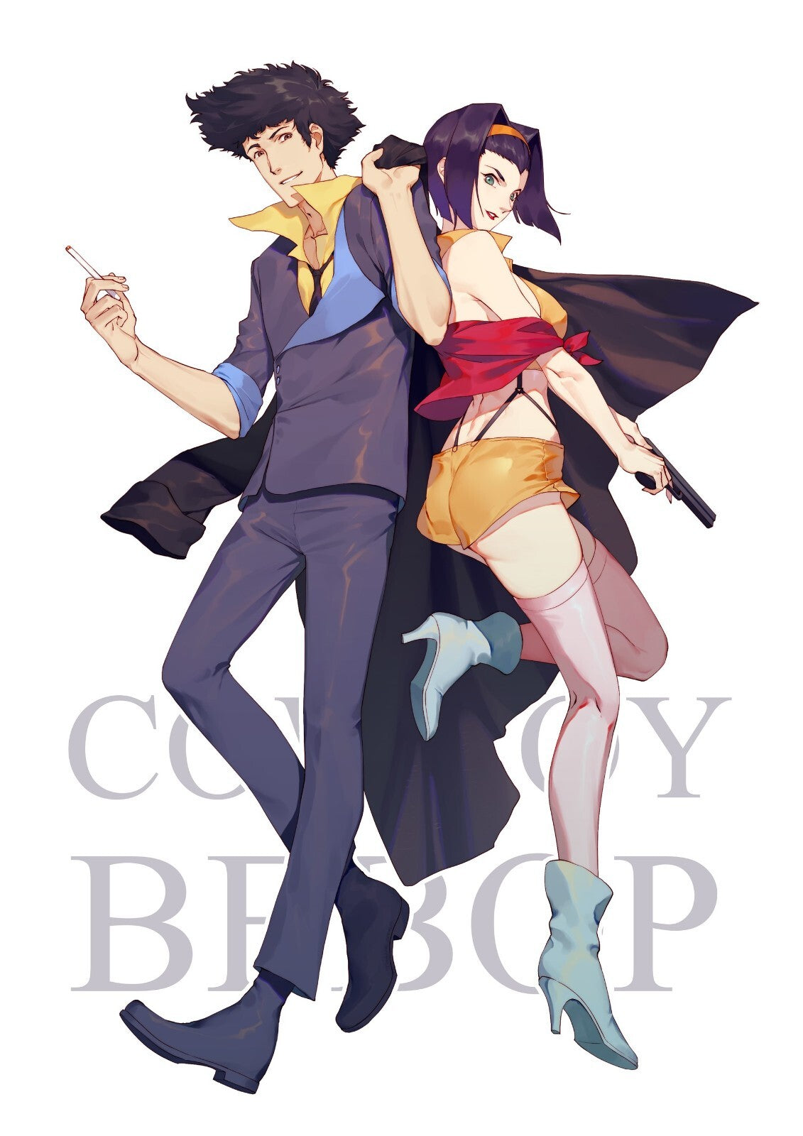 Cowboy Bebop Poster | Faye Valentine with Spike Spiegel - Anime Poster