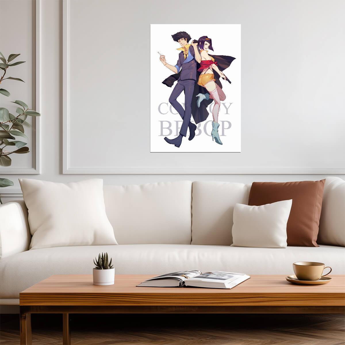Cowboy Bebop Poster | Faye Valentine with Spike Spiegel - Anime Poster