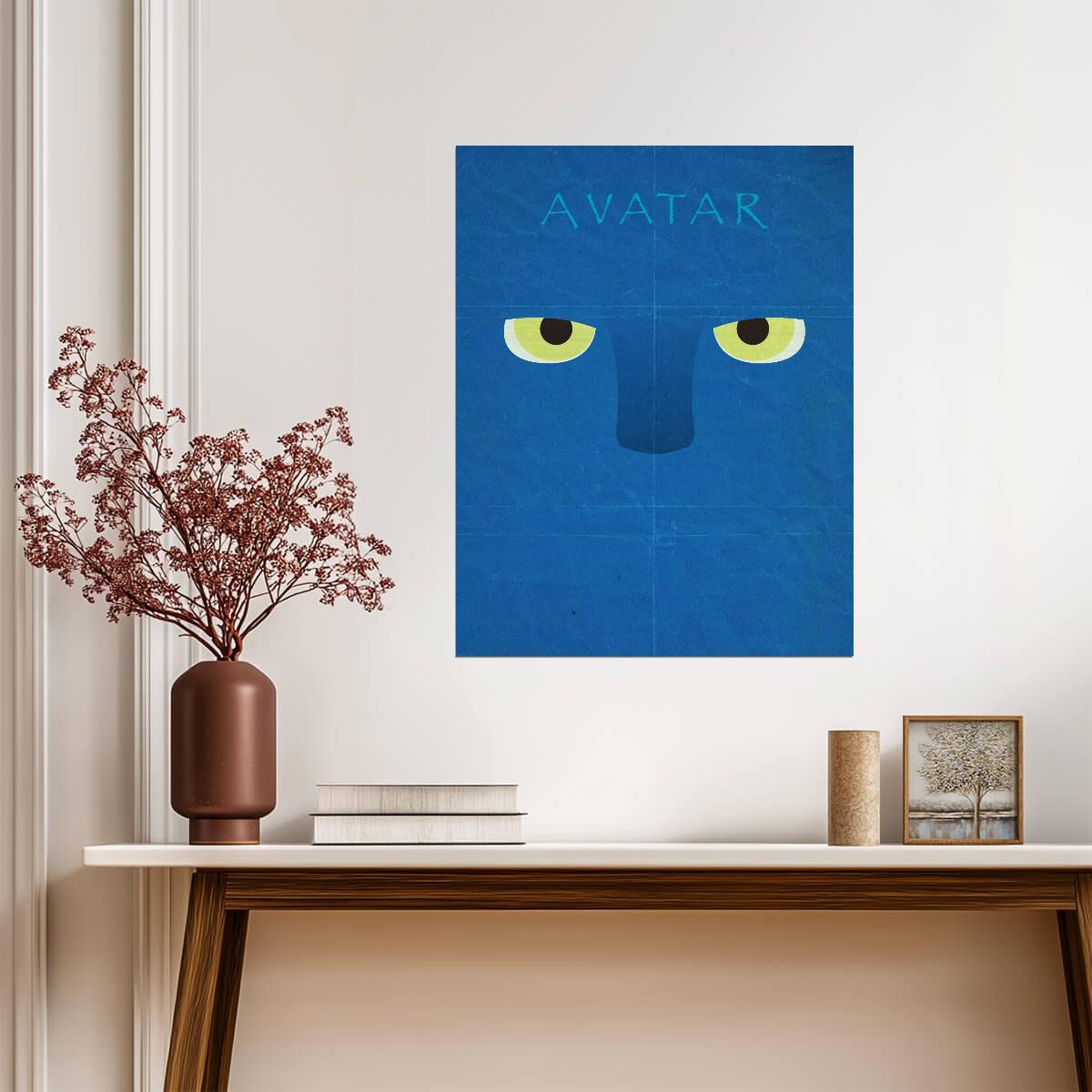 Avatar 2009 Movie Poster | Minimal Blue Na'vi Face - Movies & TV Poster