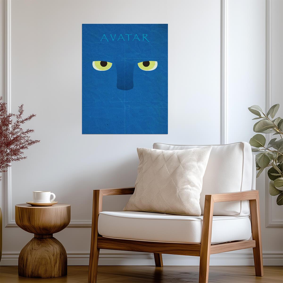 Avatar 2009 Movie Poster | Minimal Blue Na'vi Face - Movies & TV Poster
