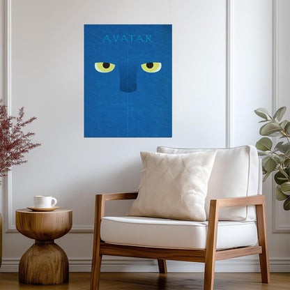 Avatar 2009 Movie Poster | Minimal Blue Na'vi Face - Movies & TV Poster