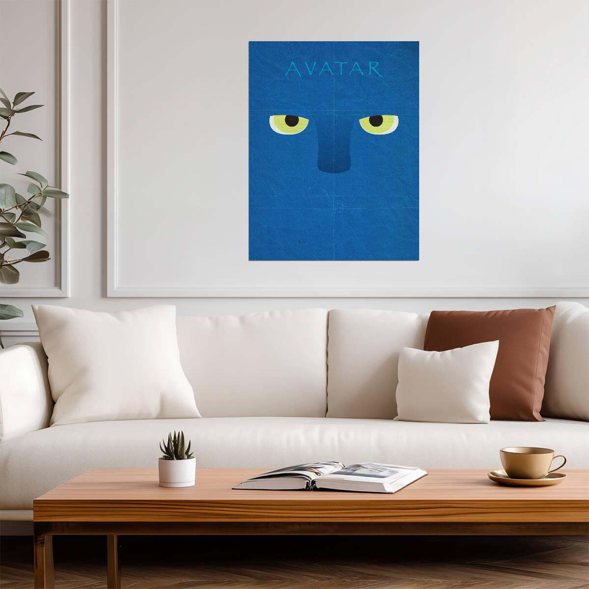 Avatar 2009 Movie Poster | Minimal Blue Na'vi Face - Movies & TV Poster