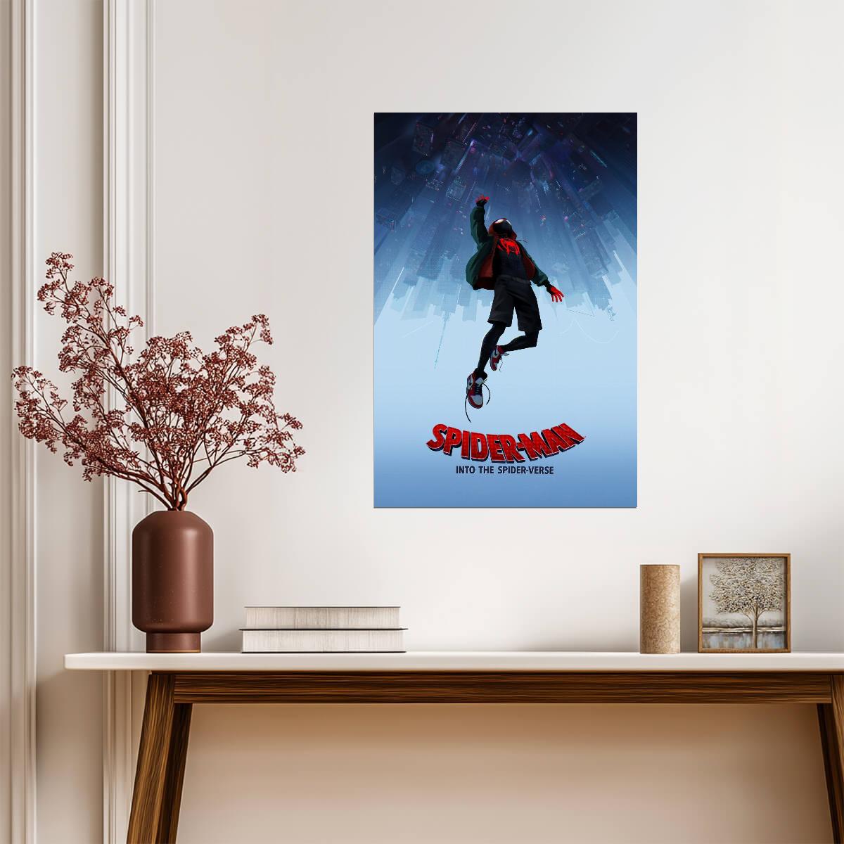 Spider-Man Into the Spider-Verse Movie Poster | Miles Falling into the City - Movies & TV Poster