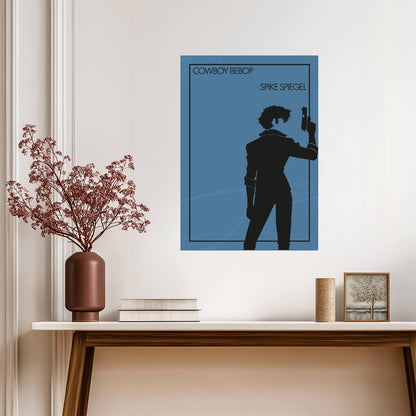 Cowboy Bebop Poster | Spike Spiegel Silhouette with a Pistol - Anime Poster