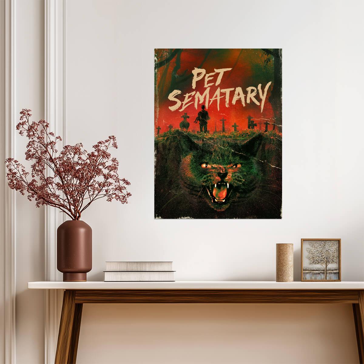 Pet Sematary Poster | Church the Cat Book Cover Art - Type & Quotes Poster