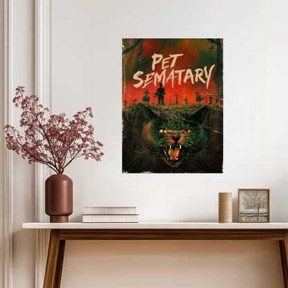 Pet Sematary Poster | Church the Cat Book Cover Art - Type & Quotes Poster