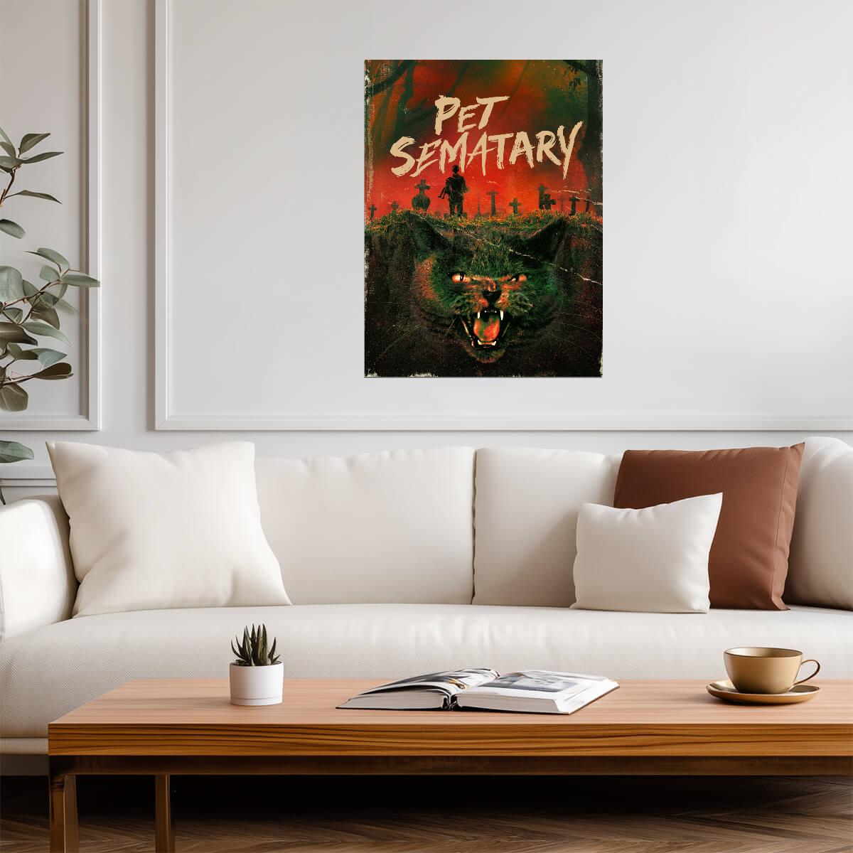 Pet Sematary Poster | Church the Cat Book Cover Art - Type & Quotes Poster