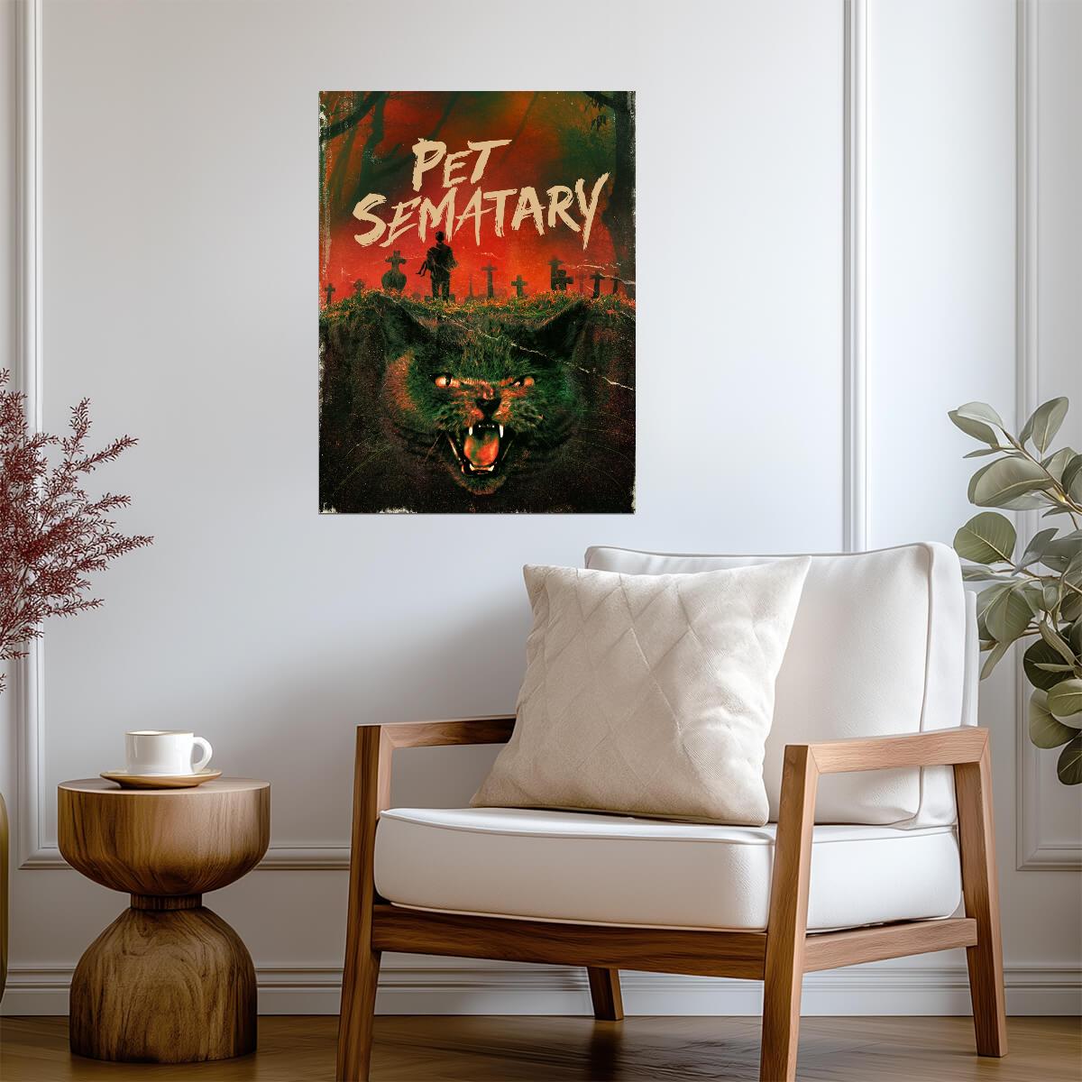 Pet Sematary Poster | Church the Cat Book Cover Art - Type & Quotes Poster