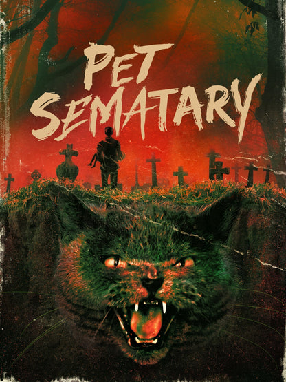 Pet Sematary Poster | Church the Cat Book Cover Art - Type & Quotes Poster