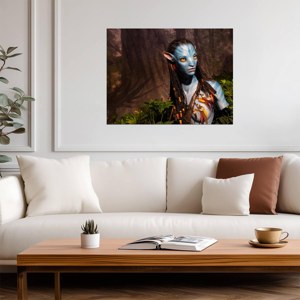 Avatar 2009 Movie Poster | Neytiri among Forest Leaves - Movies & TV Poster