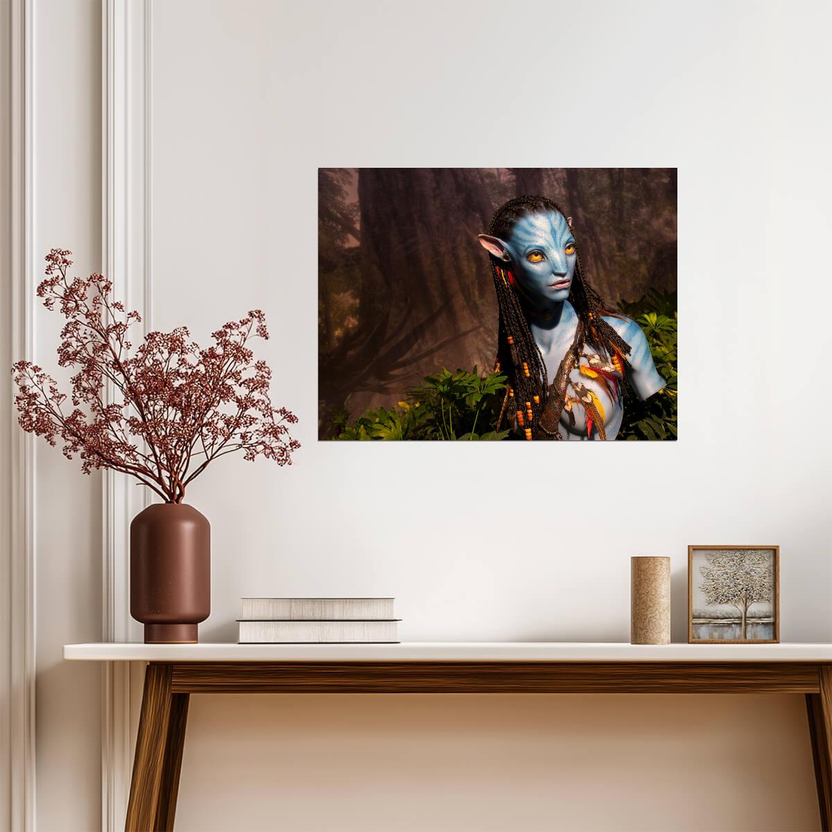 Avatar 2009 Movie Poster | Neytiri among Forest Leaves - Movies & TV Poster