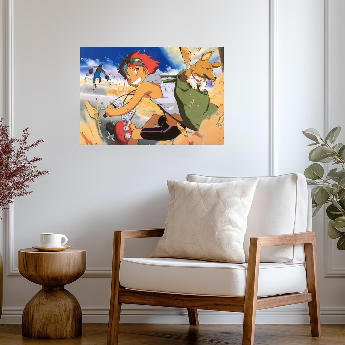 Cowboy Bebop Poster | Edward and Ein on a Scooter - Anime Poster