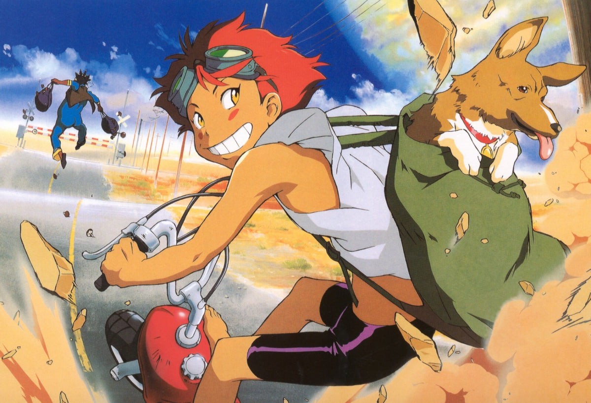 Cowboy Bebop Poster | Edward and Ein on a Scooter - Anime Poster