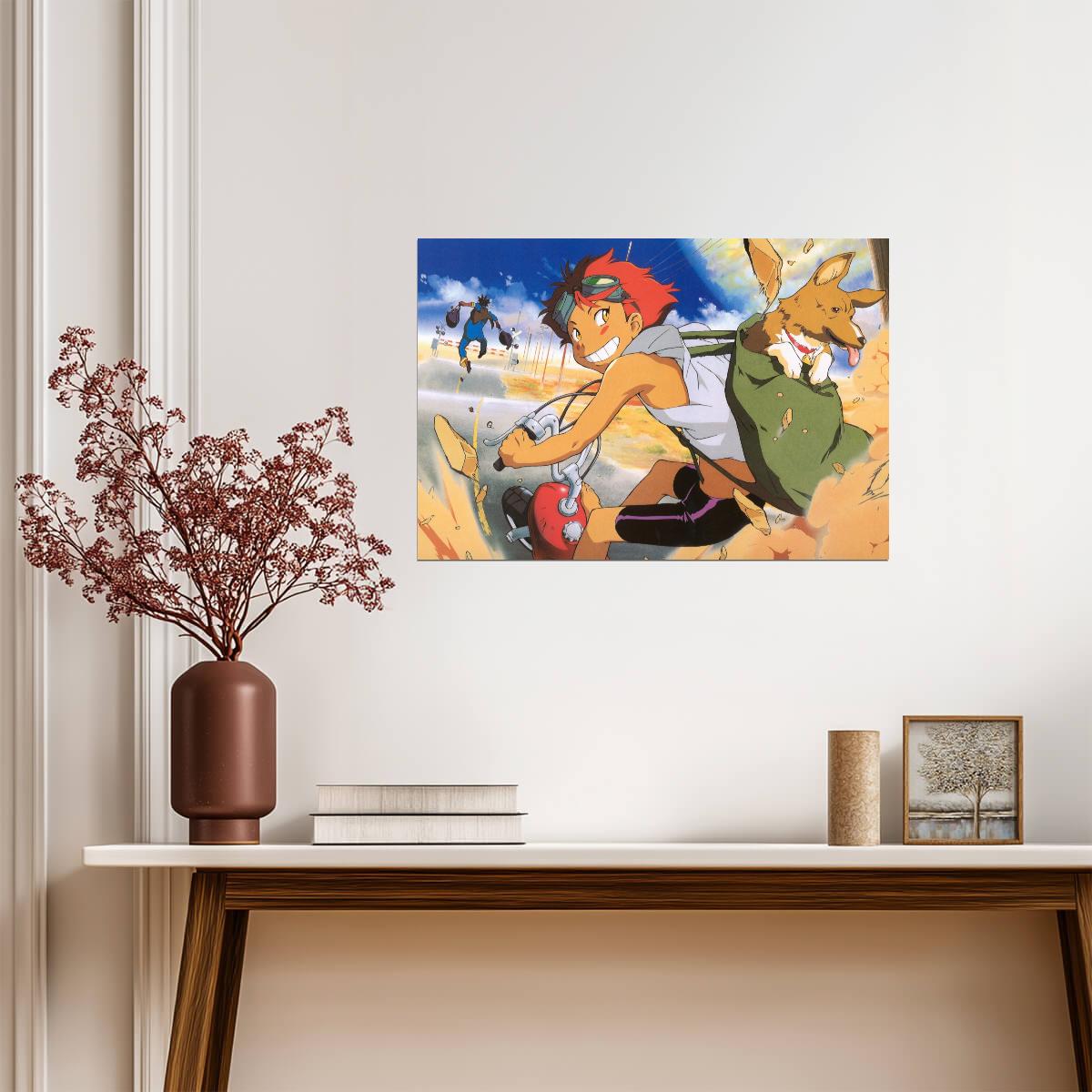 Cowboy Bebop Poster | Edward and Ein on a Scooter - Anime Poster