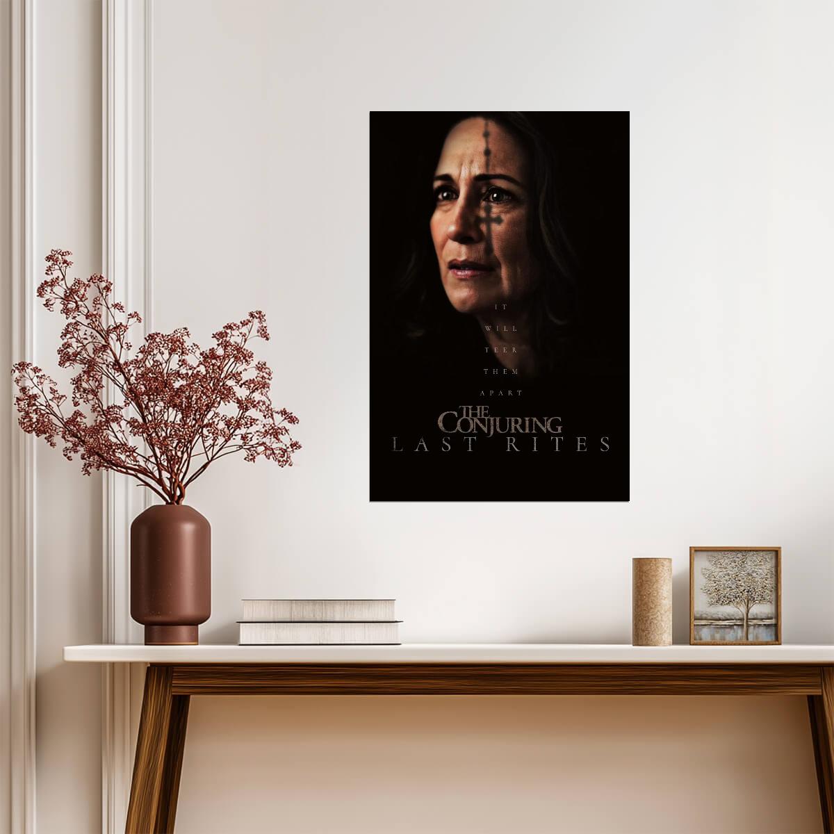 The Conjuring Last Rites Movie Poster | Lorraine Warren with a Cross on Her Forehead - Movies & TV Poster