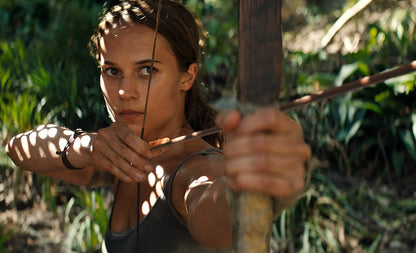 Tomb Raider 2018 Movie Poster | Alicia Vikander as Lara Croft Aiming a Bow - Movies & TV Poster