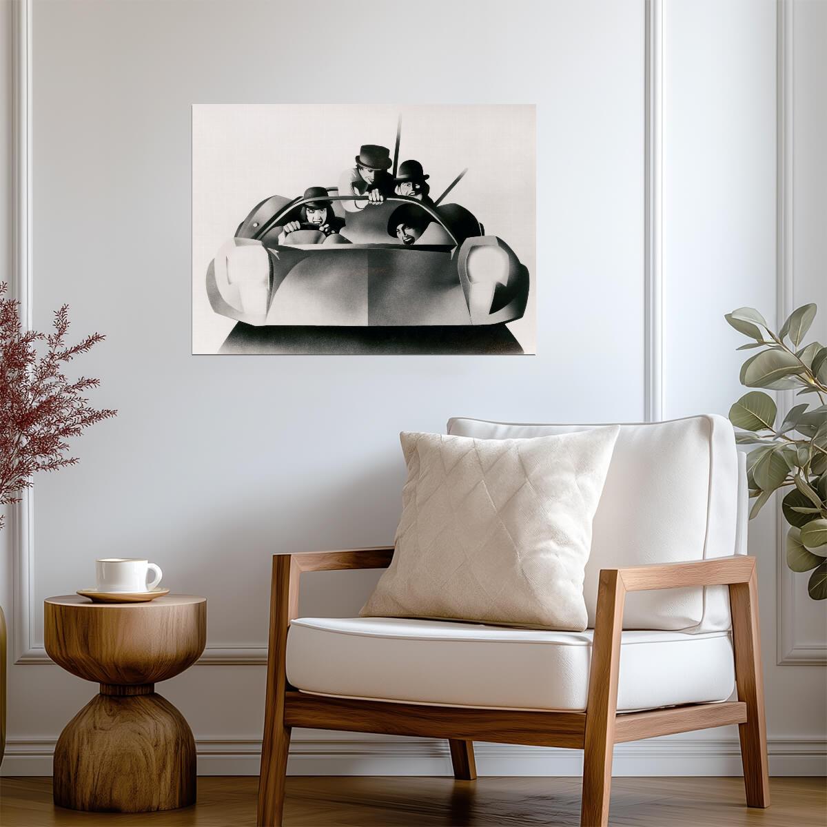 A Clockwork Orange Poster | Droogs in a Car | Black and White Movie Print - Movies & TV Poster