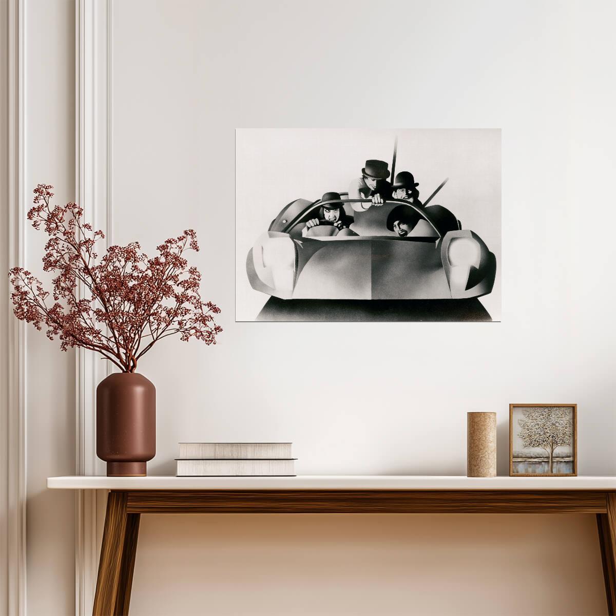 A Clockwork Orange Poster | Droogs in a Car | Black and White Movie Print - Movies & TV Poster