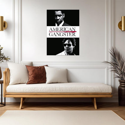 American Gangster Movie Poster | Denzel Washington and Russell Crowe | Black and White Print - Movies & TV Poster