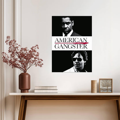 American Gangster Movie Poster | Denzel Washington and Russell Crowe | Black and White Print - Movies & TV Poster