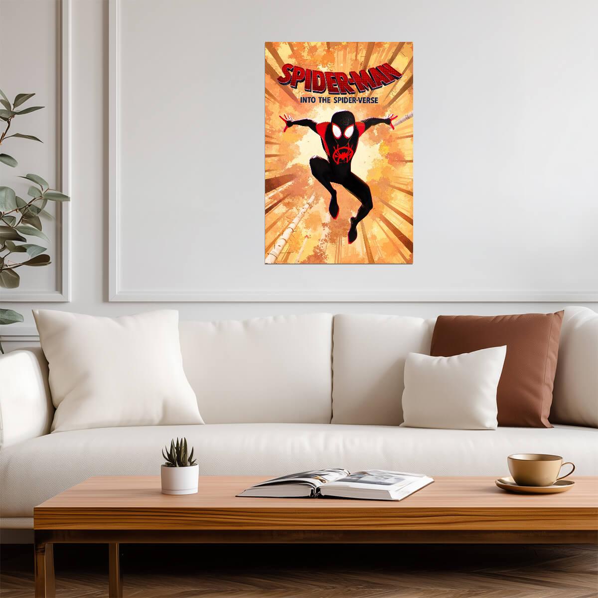 Spider-Man Into the Spider-Verse Movie Poster | Miles on an Orange City Graphic - Movies & TV Poster
