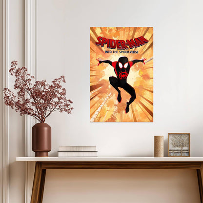 Spider-Man Into the Spider-Verse Movie Poster | Miles on an Orange City Graphic - Movies & TV Poster