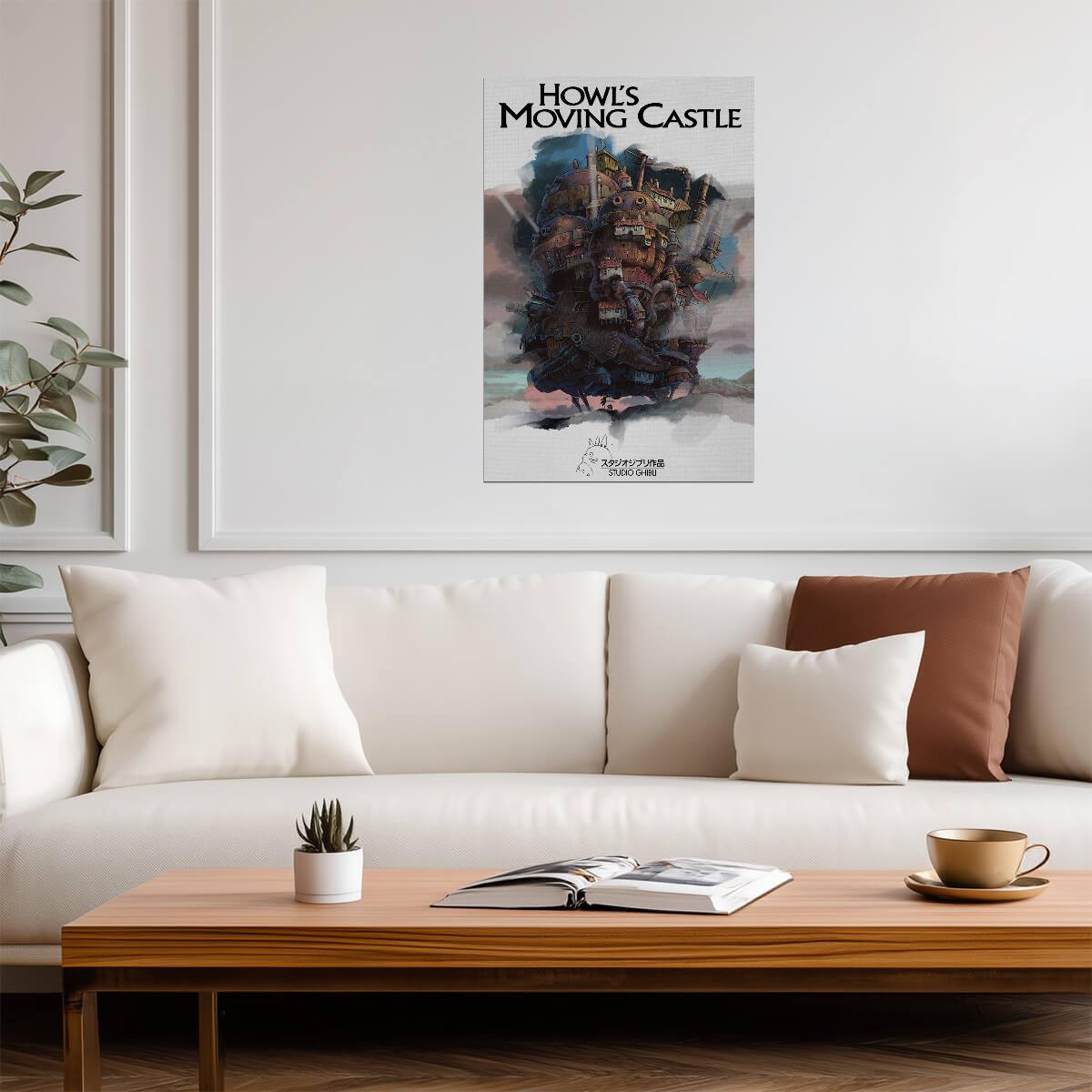 Howl's Moving Castle Movie Poster | Watercolor Castle Illustration - Anime Poster