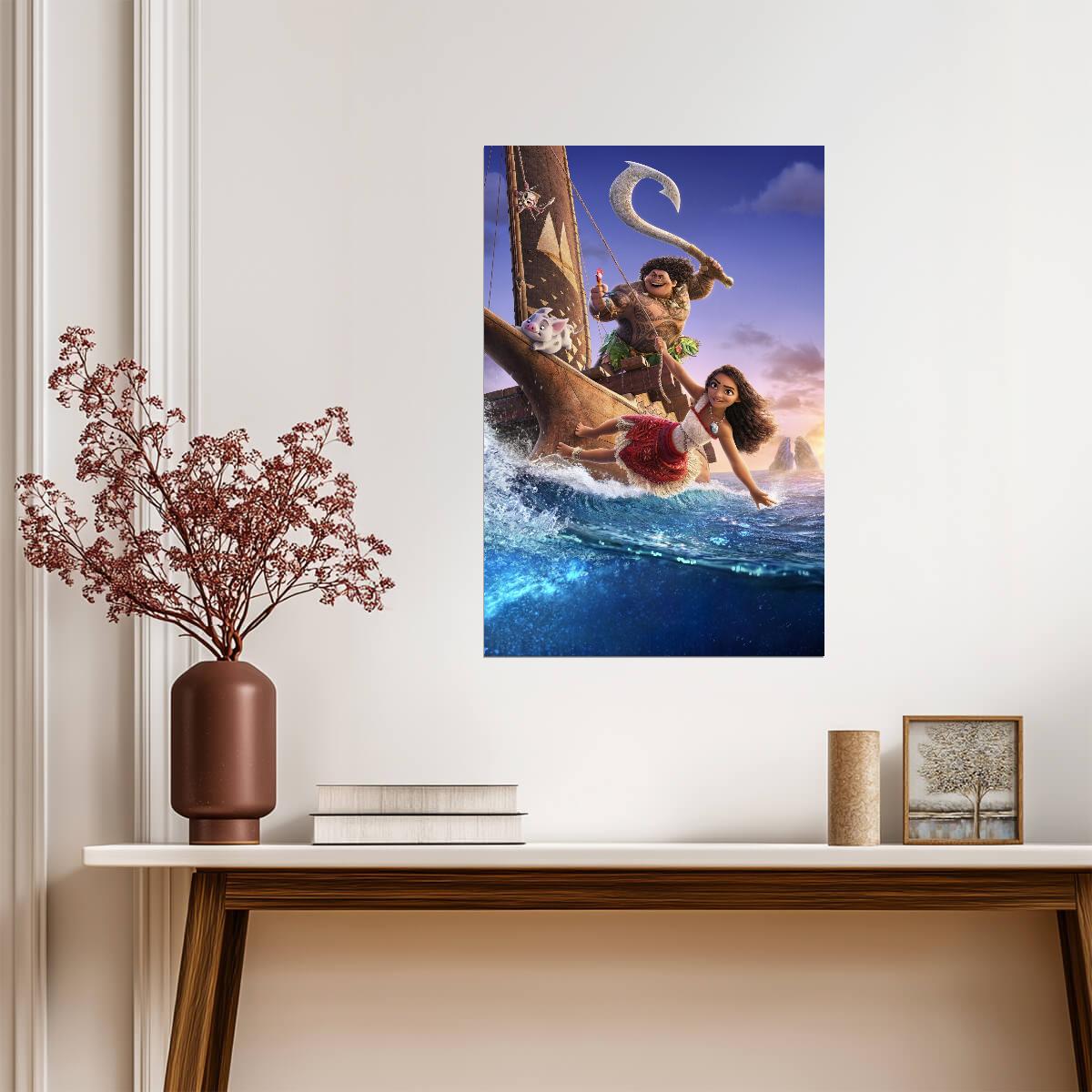 Moana 2 Movie Poster | Moana Skimming the Waves - Movies & TV Poster