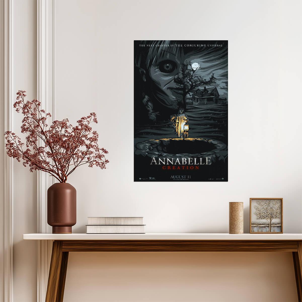 Annabelle Creation Movie Poster | Moonlit Well Illustration - Movies & TV Poster