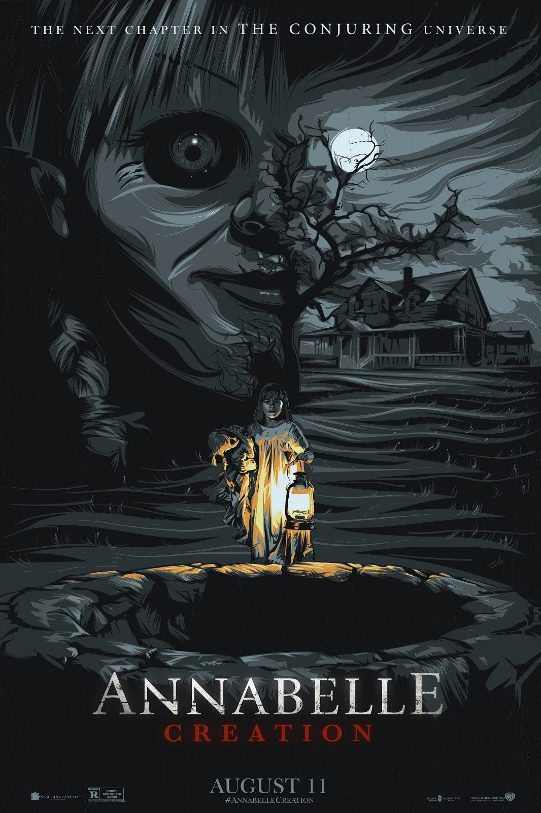 Annabelle Creation Movie Poster | Moonlit Well Illustration - Movies & TV Poster