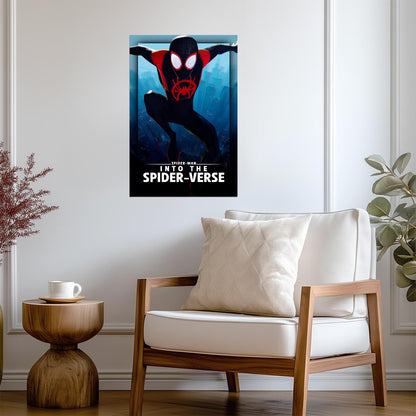 Spider-Man Into the Spider-Verse Movie Poster | Miles Mask Close-Up - Movies & TV Poster