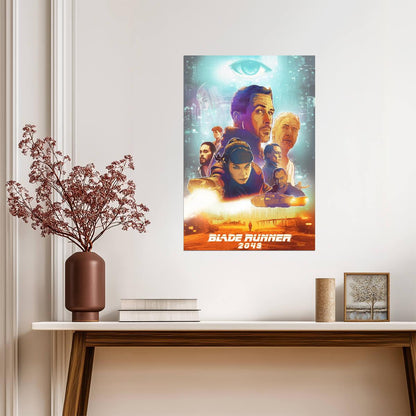 Blade Runner 2049 Movie Poster | Illustrated Cast beneath a Green Eye - Movies & TV Poster