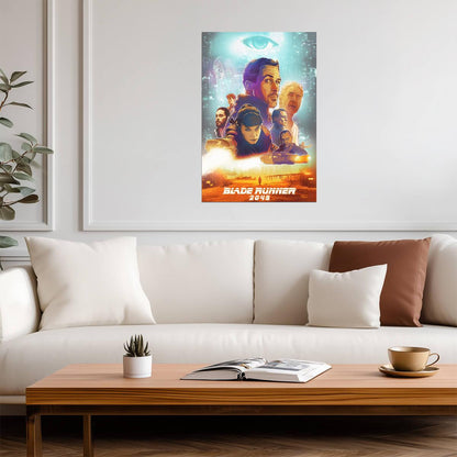 Blade Runner 2049 Movie Poster | Illustrated Cast beneath a Green Eye - Movies & TV Poster
