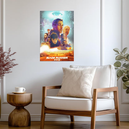 Blade Runner 2049 Movie Poster | Illustrated Cast beneath a Green Eye - Movies & TV Poster