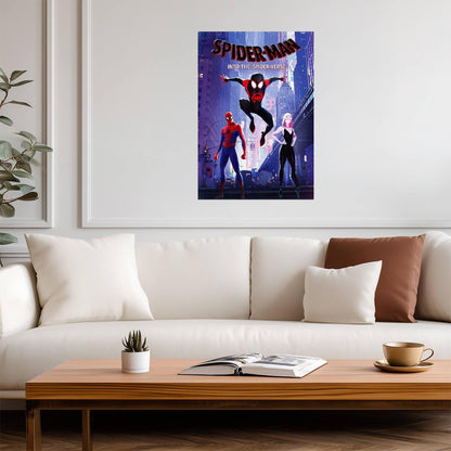 Spider-Man Into the Spider-Verse Movie Poster | Miles, Peter and Gwen on the Rooftop - Movies & TV Poster
