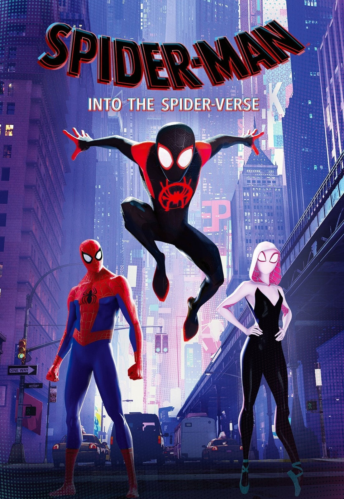 Spider-Man Into the Spider-Verse Movie Poster | Miles, Peter and Gwen on the Rooftop - Movies & TV Poster