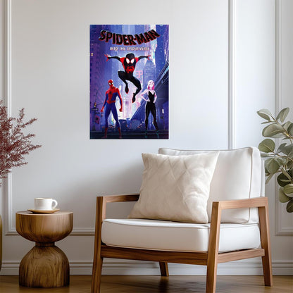 Spider-Man Into the Spider-Verse Movie Poster | Miles, Peter and Gwen on the Rooftop - Movies & TV Poster