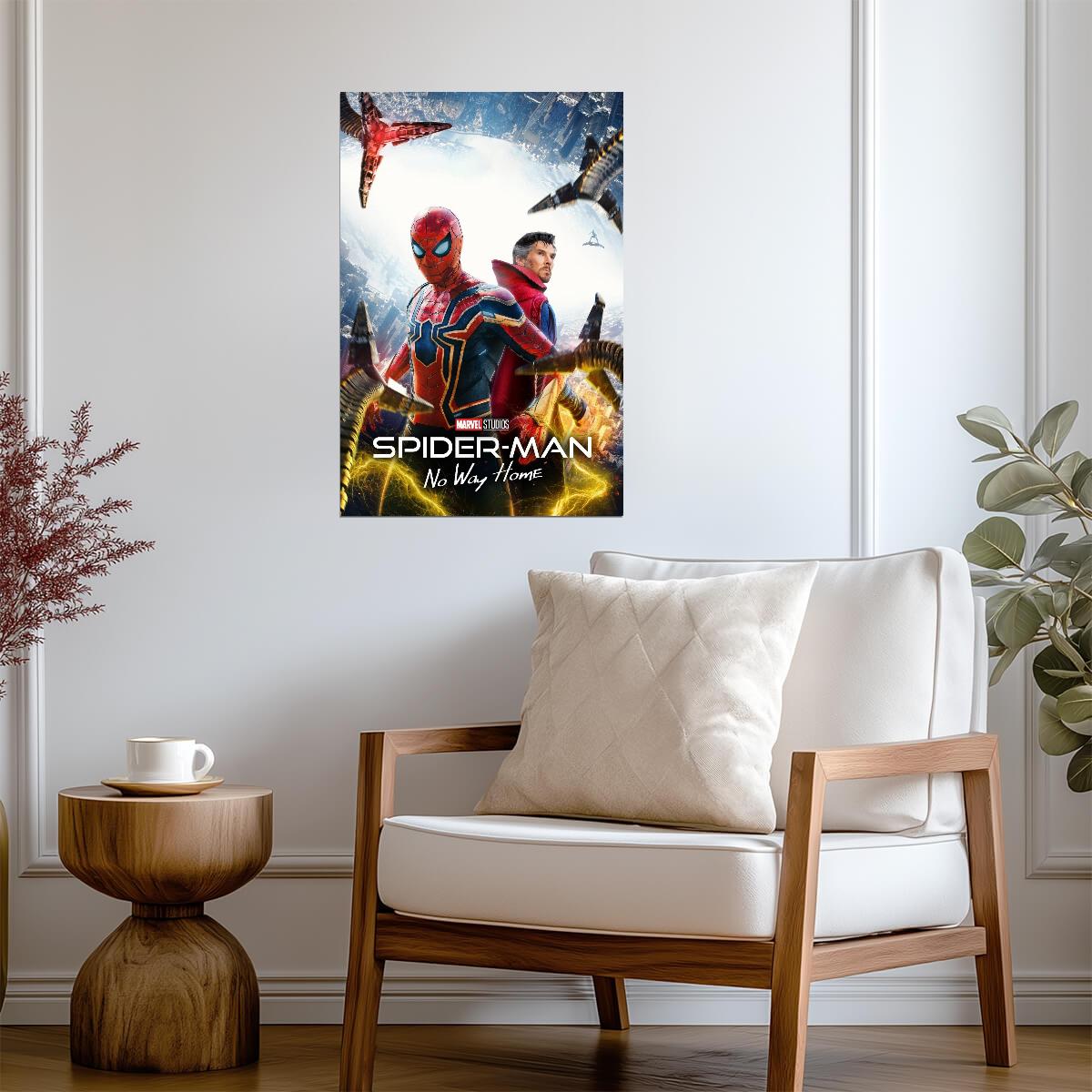 Spider-Man No Way Home Movie Poster | Spider-Man and Doctor Strange with Lightning - Movies & TV Poster