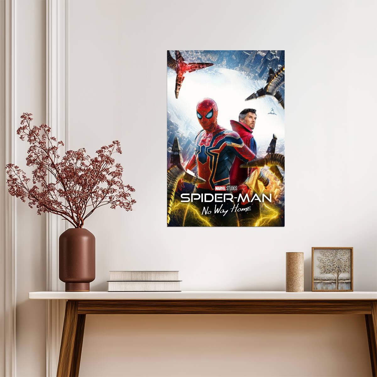 Spider-Man No Way Home Movie Poster | Spider-Man and Doctor Strange with Lightning - Movies & TV Poster