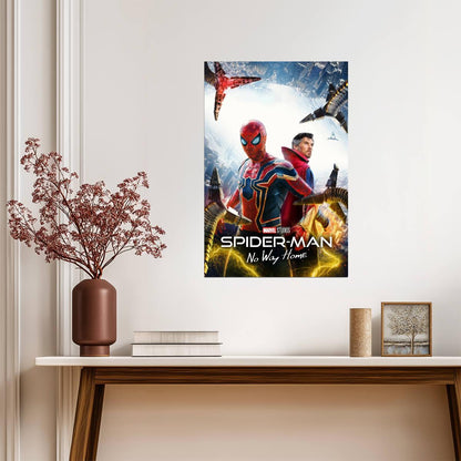Spider-Man No Way Home Movie Poster | Spider-Man and Doctor Strange with Lightning - Movies & TV Poster