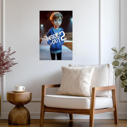 Inside Out 2 Movie Poster | Riley in a Blue Hoodie - Movies & TV Poster