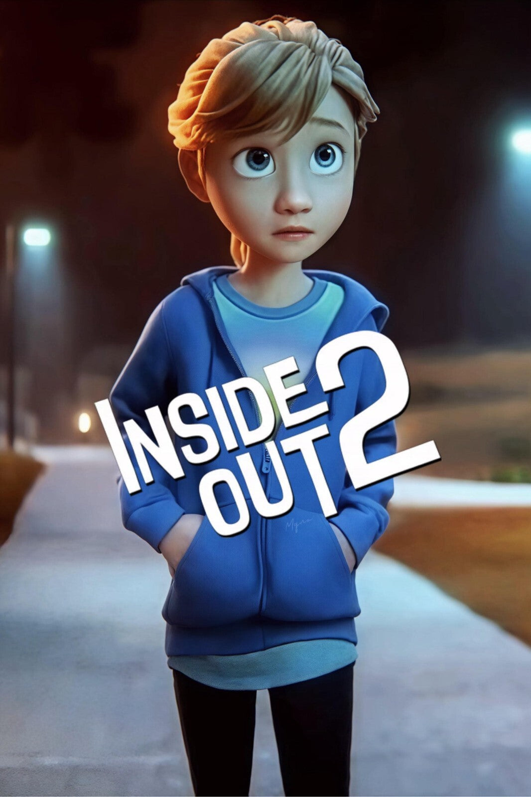 Inside Out 2 Movie Poster | Riley in a Blue Hoodie - Movies & TV Poster