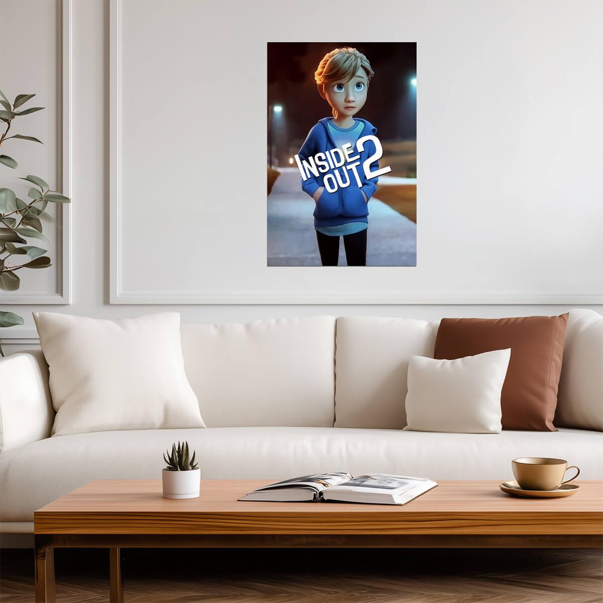 Inside Out 2 Movie Poster | Riley in a Blue Hoodie - Movies & TV Poster