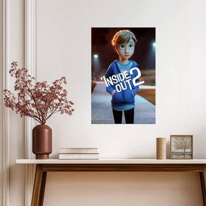 Inside Out 2 Movie Poster | Riley in a Blue Hoodie - Movies & TV Poster