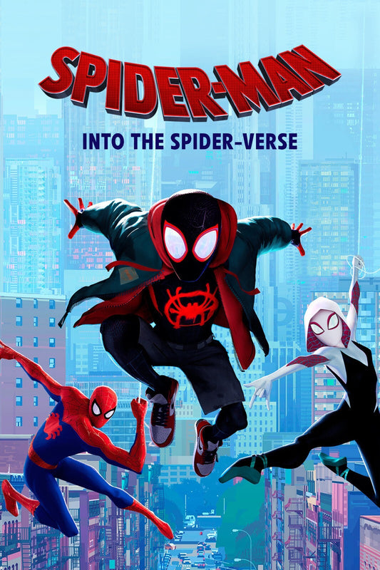 Spider-Man Into the Spider-Verse Movie Poster | Miles, Peter and Gwen above the Skyline - Movies & TV Poster